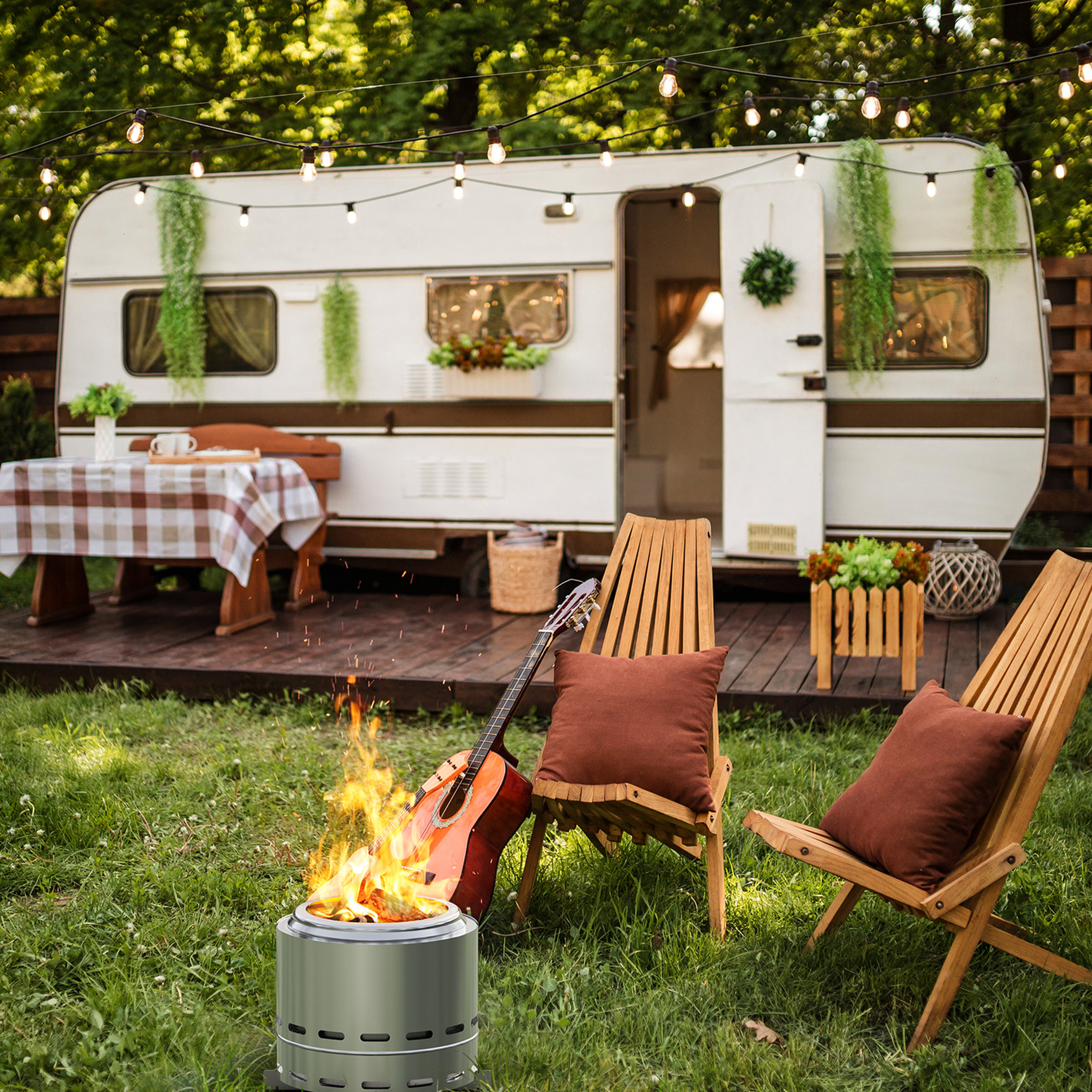 Latitude Run® Portable 19.5" Outdoor - Stainless Steel Wood Burner Low ...